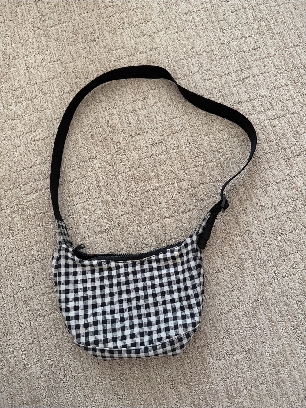 Small BAGGU Black and White Gingham Crossbody Bag